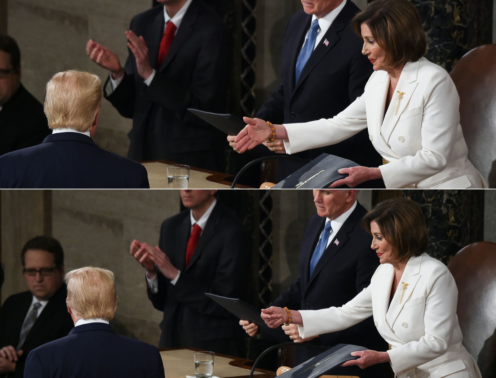 AFP-โดนัลด์ ทรัมป์ ไม่ยอมจับมือแนนซี เพโลซี Nancy Pelosi-ประธานสภาผู้แทนราษฎรสหรัฐฯ สังกัดพรรคเดโมแครต