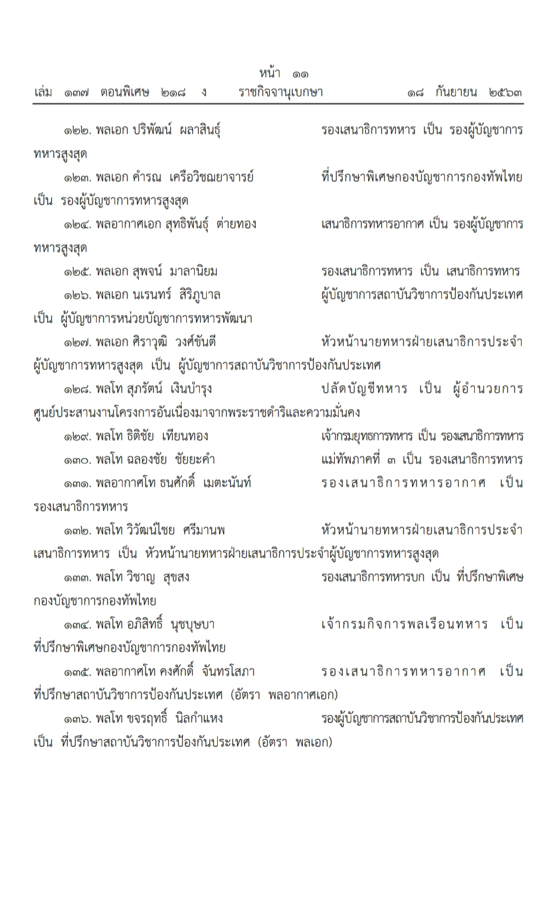 โผทหาร2563