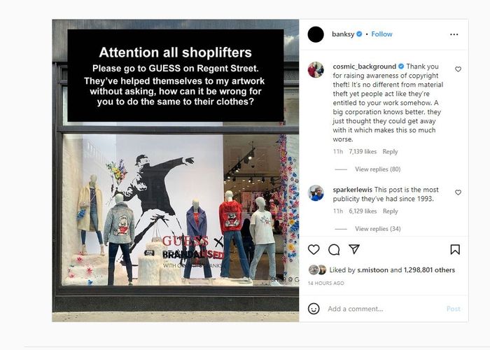 ‘Banksy’ หนุนแฟนฉกสินค้า ‘Guess’ หลังแบรนด์ดังเอางานไปใช้โดยไม่ขออนุญาต