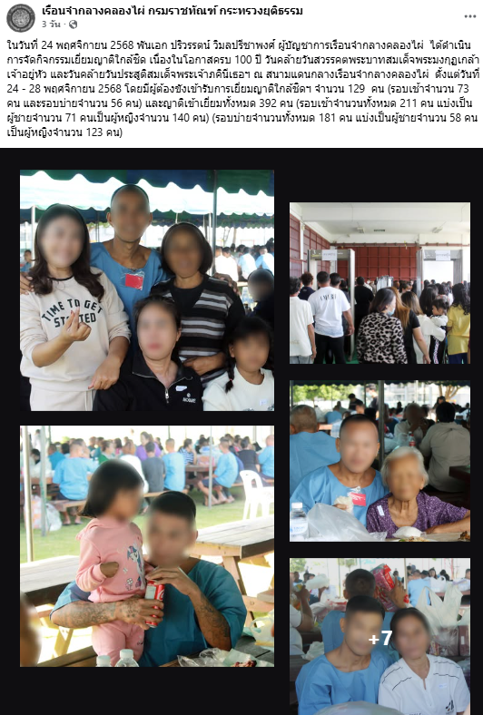 เรือนจำกลางคลองไผ่ กิจกรรม เยี่ยมญาติใกล้ชิด