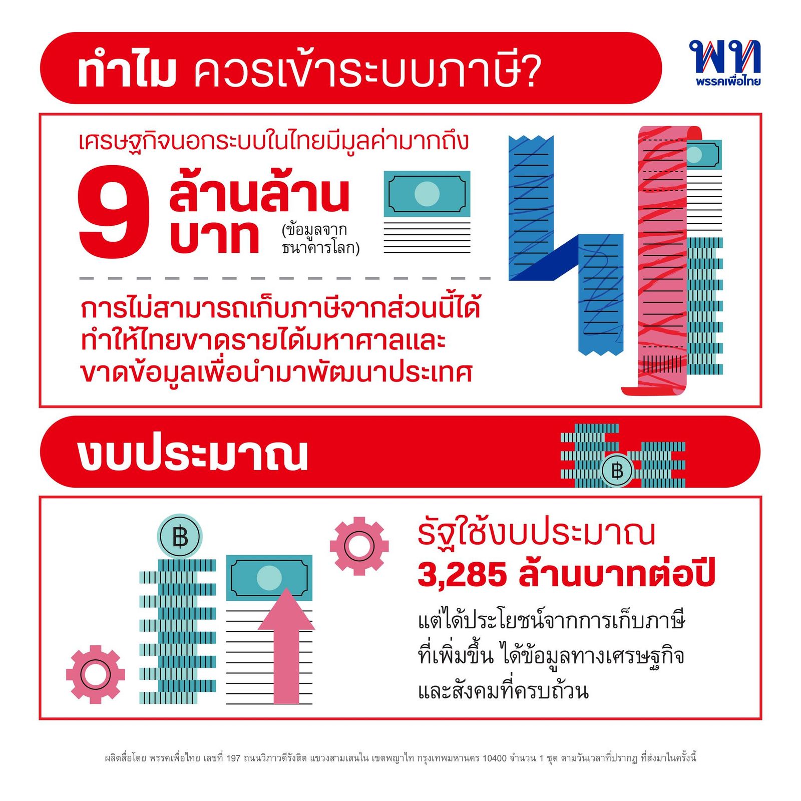พรรคเพื่อไทย ชูนโยบายสร้างเศรษฐีเงินล้าน วันละ 9 คน