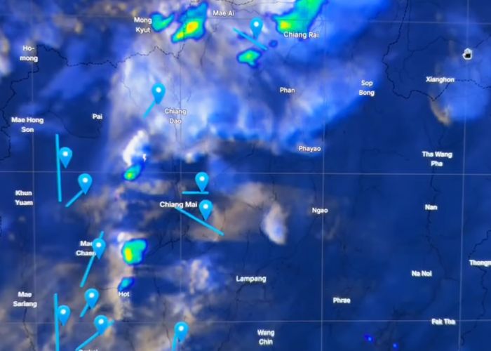 กรมฝนหลวงฯ ทำสำเร็จ! มีฝนตกเป็นบริเวณกว้างของ จ.เชียงใหม่ เชียงราย ลำพูน ค่า AQI ในเชียงใหม่ลดจากสีแดงเป็นสีส้ม