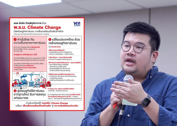 'พีรวิชญ์' หนุนเพื่อไทยดัน พ.ร.บ. Climate Change ชี้เศรษฐกิจเป็นแค่กลไก เป้าหมายคือสิ่งแวดล้อมที่ดี เปิด 4 กลไกปิดช่องฟอกเขียวคาร์บอนเครดิต
